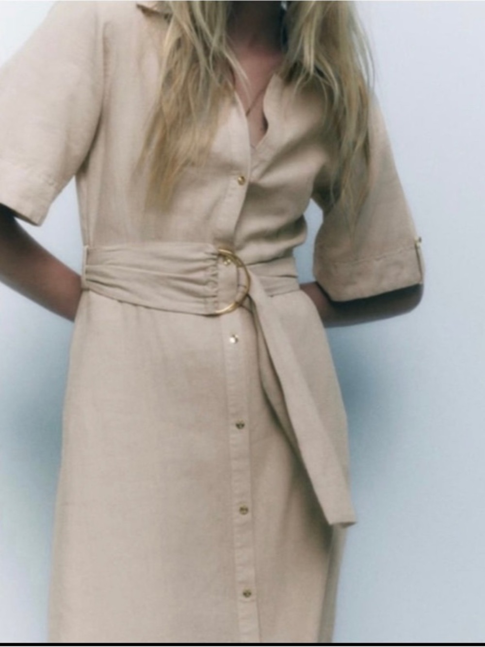 Zara Linen Blend Cotton Midi Dress - NWOT, size S